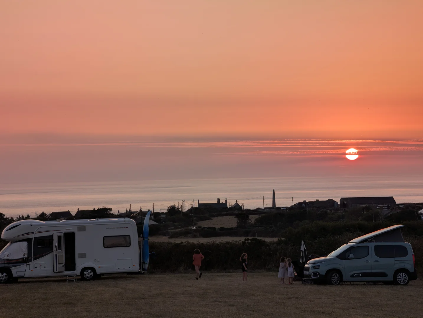 Golden dusk over the sea pitches